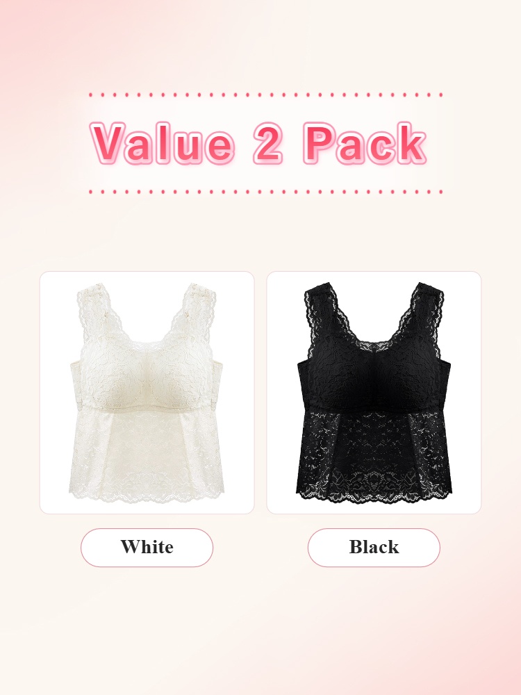 Value 2 pack lace tank tops in white and black colors VEIMIA