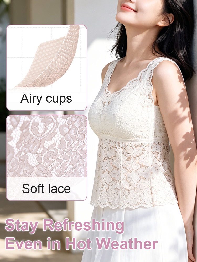 Breathable lace tank top with airy cups and soft fabric VEIMIA