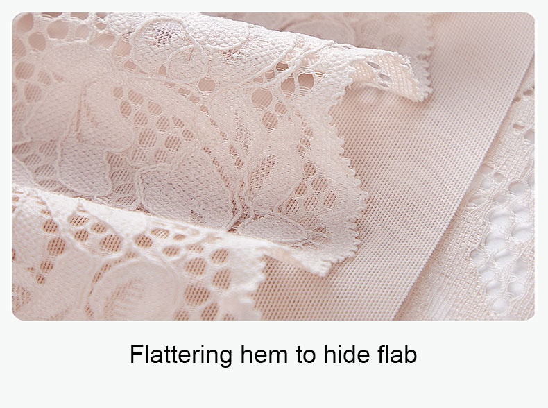 Close up detail of smoothing lace hem structure VEIMIA