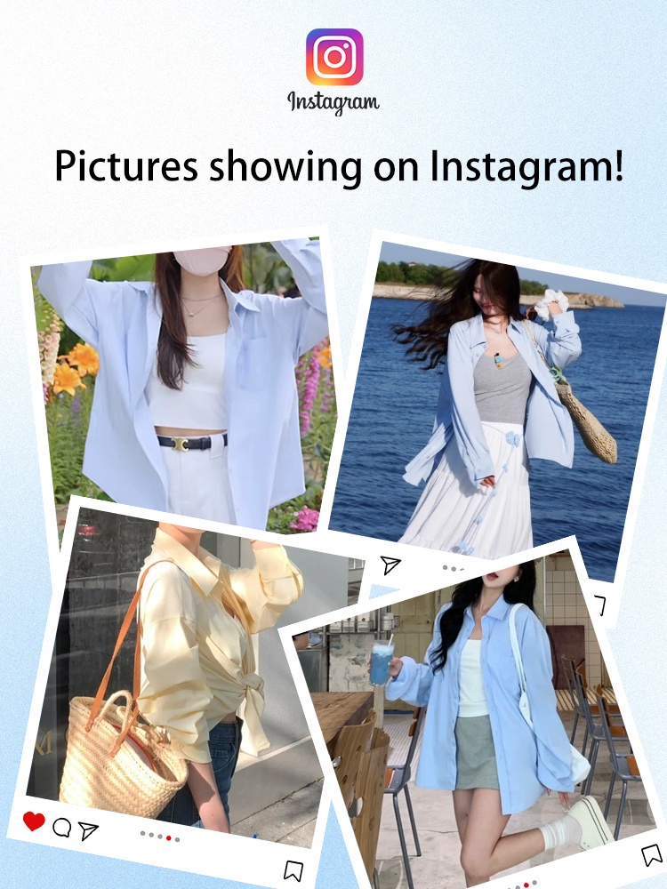 Instagram-style customer photos wearing blue and yellow sun protection jackets - VEIMIA