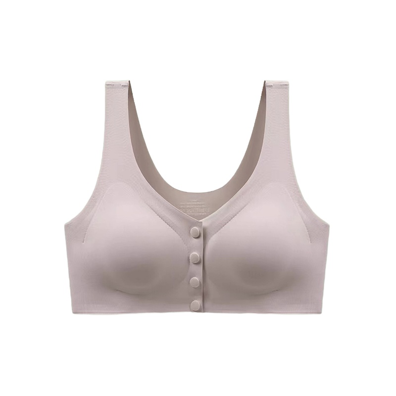 Gray Seamless Front Closure Post Surgery Mastectomy Bra With Pockets For Womens Breast Prosthesis VEIMIA