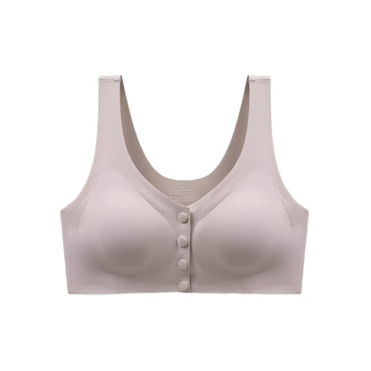 Gray Seamless Front Closure Post Surgery Mastectomy Bra With Pockets For Womens Breast Prosthesis VEIMIA