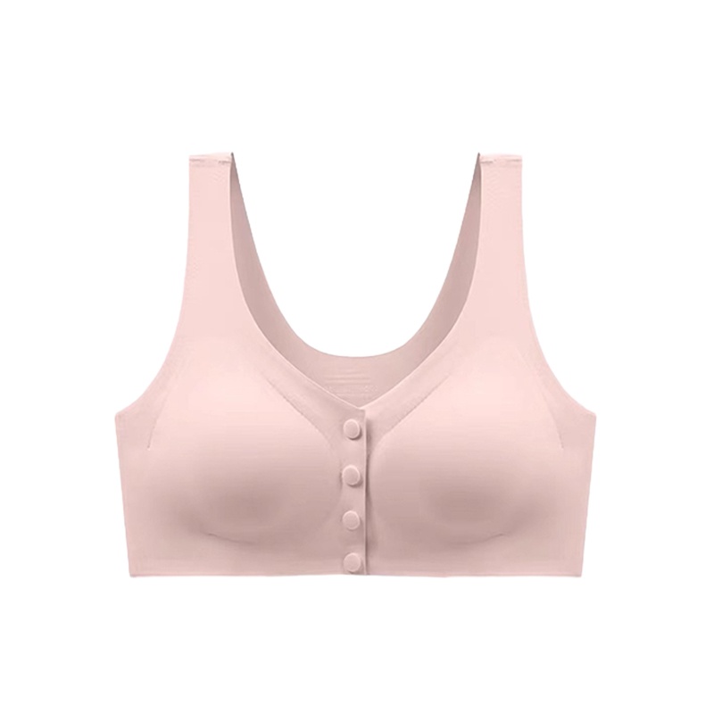 Pink Seamless Front Closure Post Surgery Mastectomy Bra With Pockets For Womens Breast Prosthesis VEIMIA