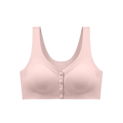 Pink Seamless Front Closure Post Surgery Mastectomy Bra With Pockets For Womens Breast Prosthesis VEIMIA