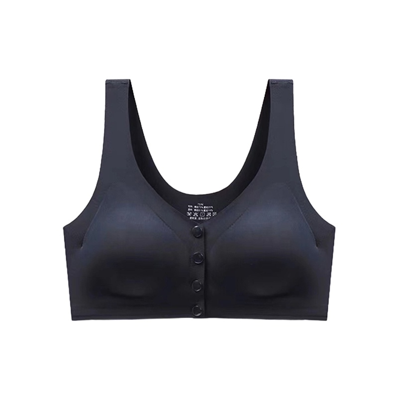 Black Seamless Front Closure Post Surgery Mastectomy Bra With Pockets For Womens Breast Prosthesis VEIMIA