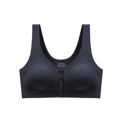 Black Seamless Front Closure Post Surgery Mastectomy Bra With Pockets For Womens Breast Prosthesis VEIMIA