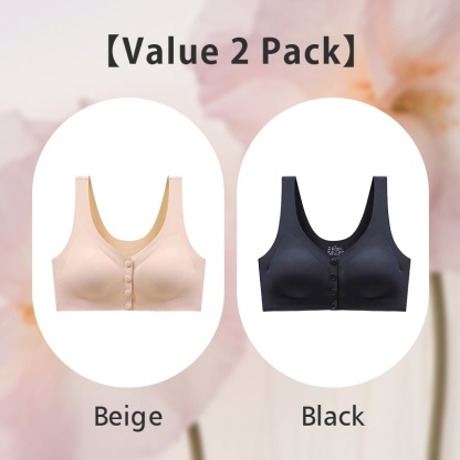 VEIMIA Seamless Front Closure Mastectomy Bra With Pockets For Womens Breast Prosthesis