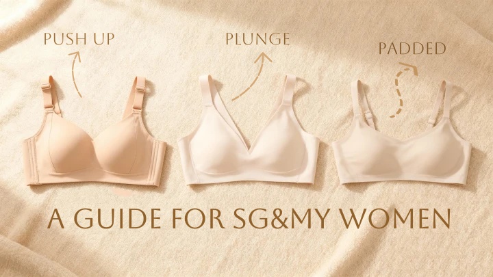 Infographic comparing push up bra, plunge bra, padded bra features.