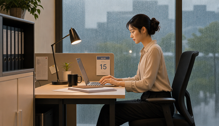 Humid office day in rainy weather