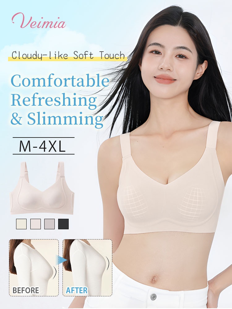 Refreshing Minimizer Bra With Super Thin Cups For Slimming, Skin-friendly 24-hour Comfortable Plus Size Bra Provides Strong Supporteds VEIMIA