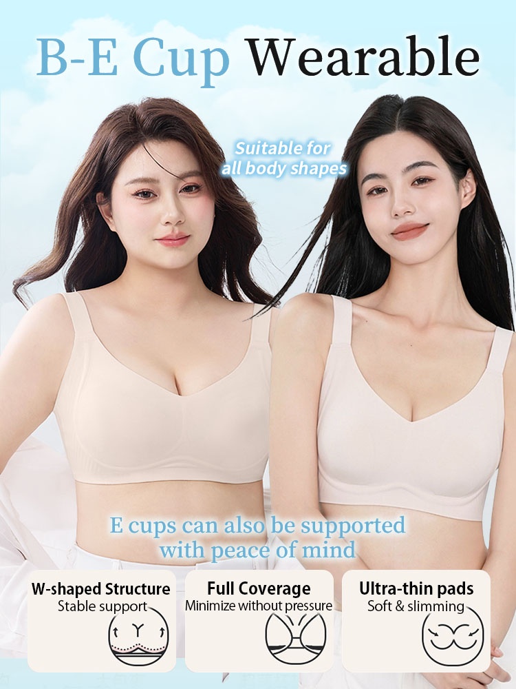 Refreshing Minimizer Bra With Super Thin Cups For Slimming, Skin-friendly 24-hour Comfortable Plus Size Bra Provides Strong Supportives VEIMIA