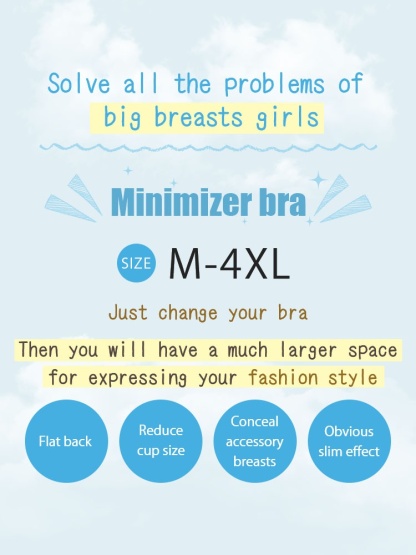 Refreshing Minimizer Bra With Super Thin Cups For Slimming, Skin-friendly 24-hour Comfortable Plus Size Bra Provides Strong Supportives VEIMIA