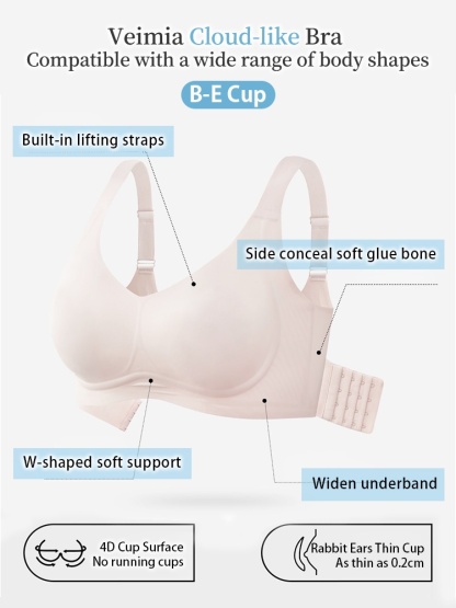 Refreshing Minimizer Bra With Super Thin Cups For Slimming, Skin-friendly 24-hour Comfortable Plus Size Bra Provides Strong Supportings VEIMIA
