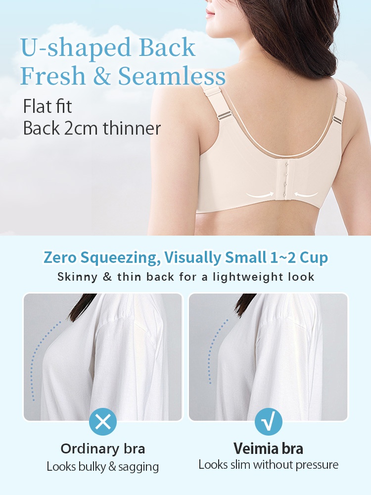 Refreshing Minimizer Bra With Super Thin Cups For Slimming, Skin-friendly 24-hour Comfortable Plus Size Bra Provides Strong Supportives VEIMIA