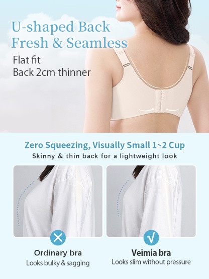 Refreshing Minimizer Bra With Super Thin Cups For Slimming, Skin-friendly 24-hour Comfortable Plus Size Bra Provides Strong Supportives VEIMIA