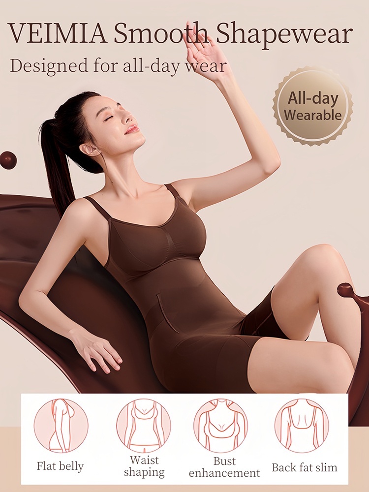 Sculpting Bodysuit Full Body Contouring With Double-X Support, Seamless Zero-pressure Fit & Built-in Convenience VEIMIA