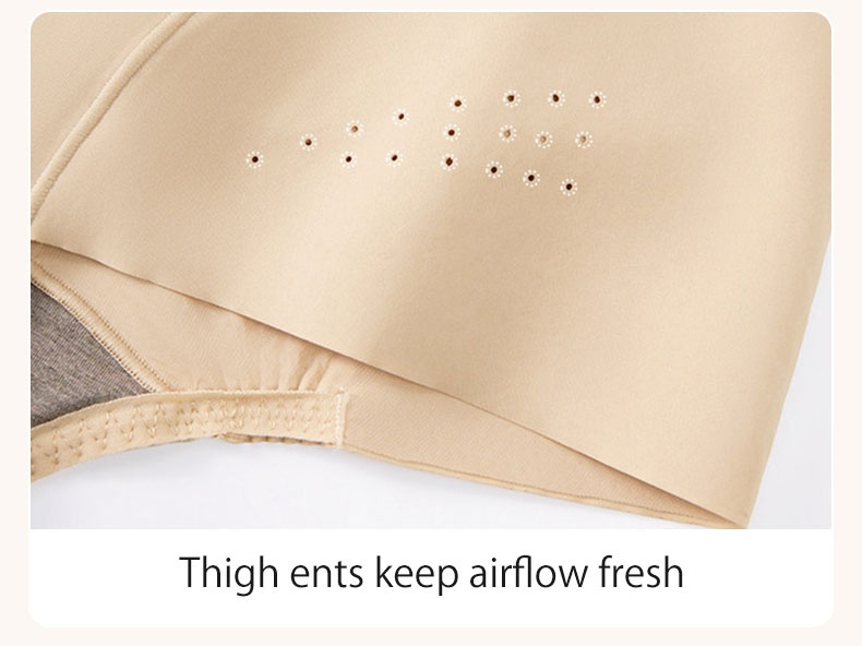 Close-up of thigh ventilation holes on sand sculpting bodysuit VEIMIA