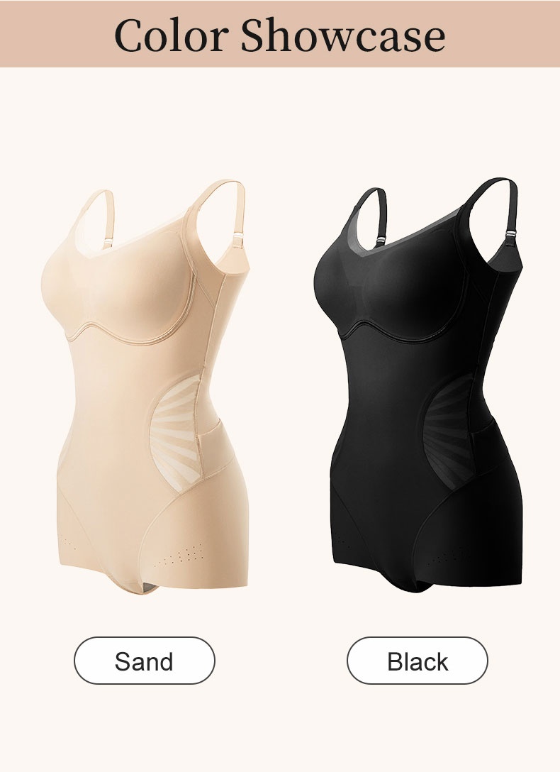 Color showcase of sand and black sculpting bodysuits VEIMIA