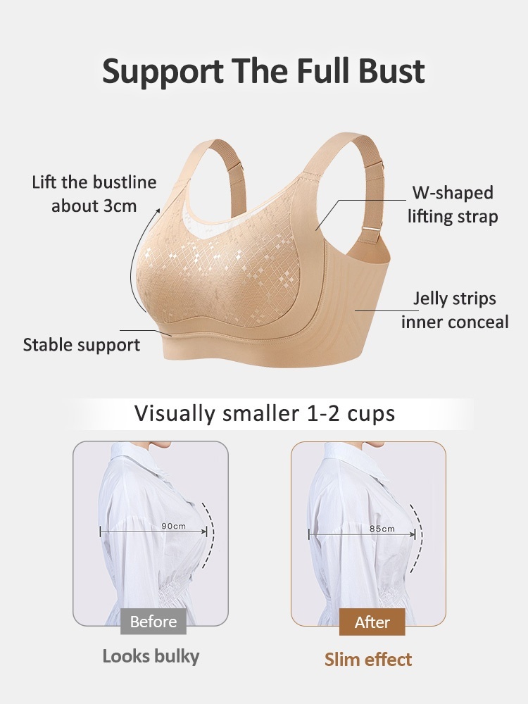 Sculpting Minimizer Bra With Full Coverage, Elegant Mesh Molds & Stable Supports VEIMIA