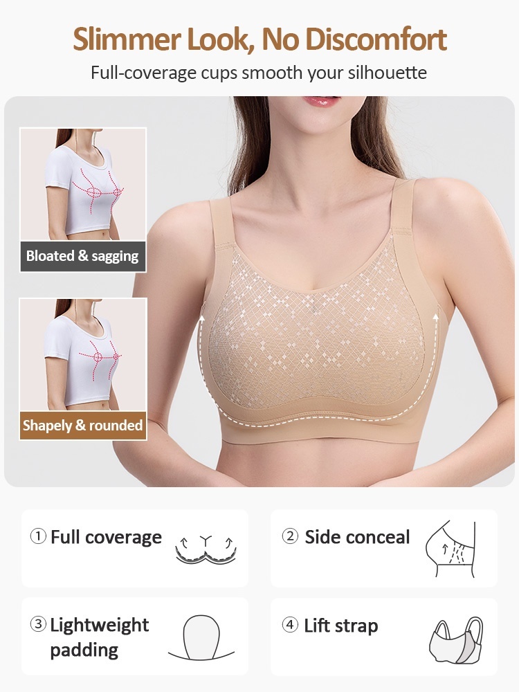 Sculpting Minimizer Bra With Full Coverage, Elegant Mesh Cups & Stable Structures VEIMIA