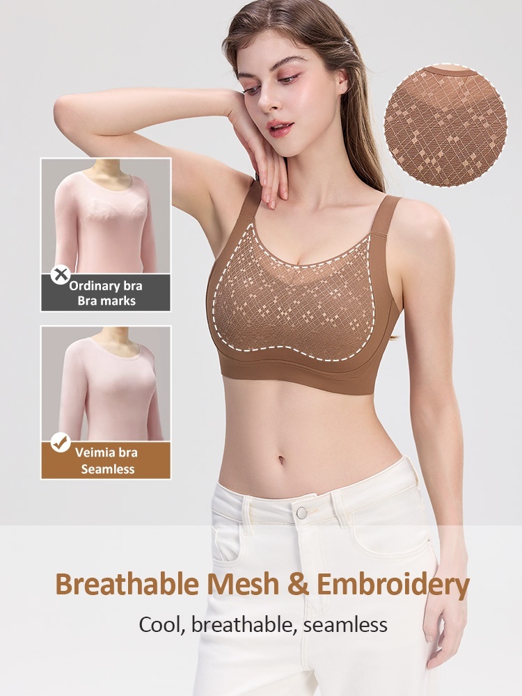 Sculpting Minimizer Bra With Full Coverage, Elegant Mesh Cups & Stable Lift VEIMIA