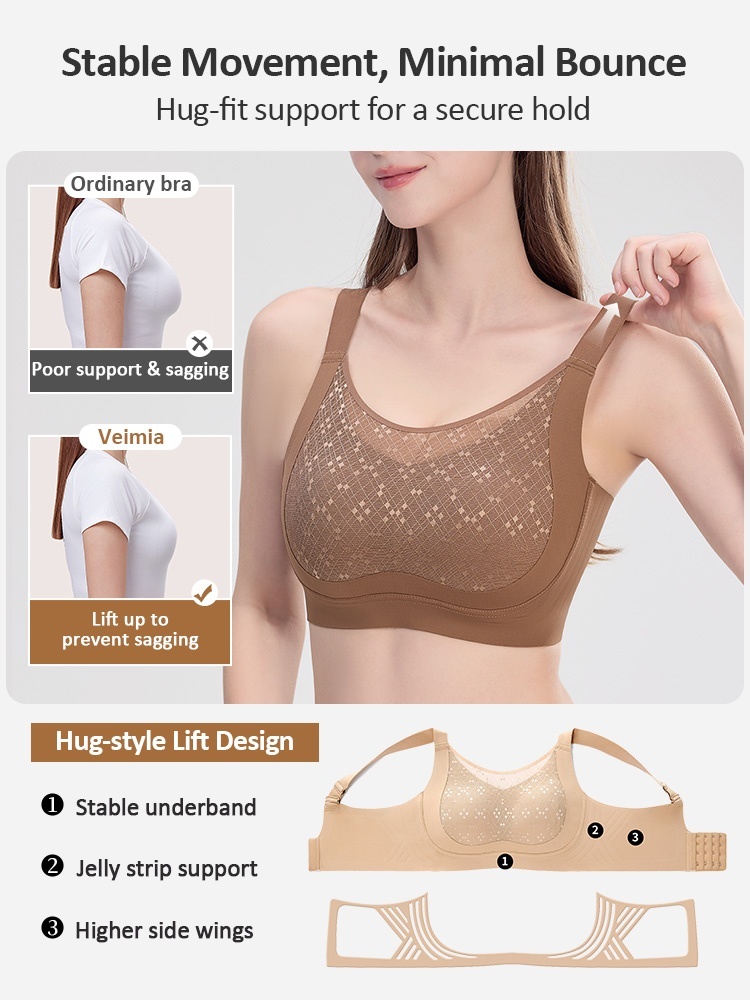 Sculpting Minimizer Bras With Full Hold, Elegant Lace Molds & Stable Structure VEIMIA