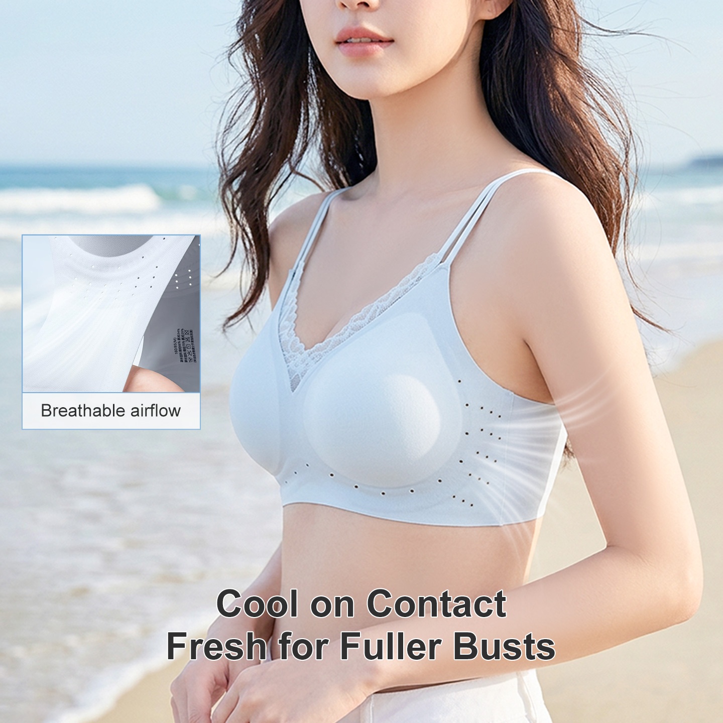 VEIMIA Seamless Anti-sagging Bra With Double Straps wireless light support bra