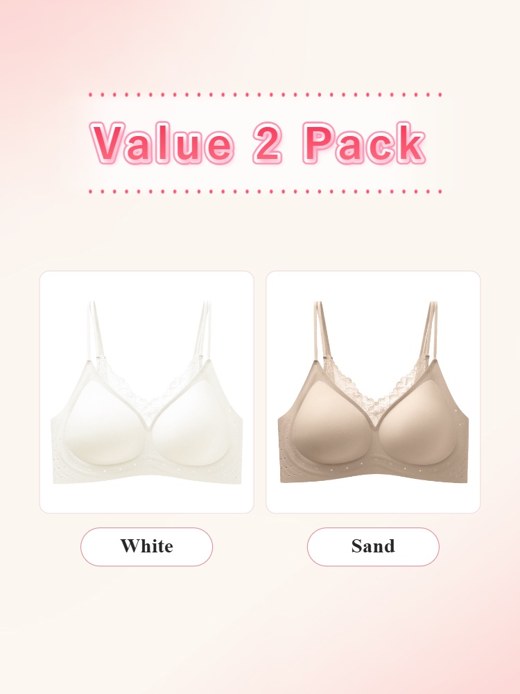 Value 2 pack wireless bras in white and sand VEIMIA
