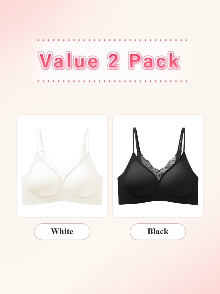 Value 2 pack wireless bras in white and black VEIMIA