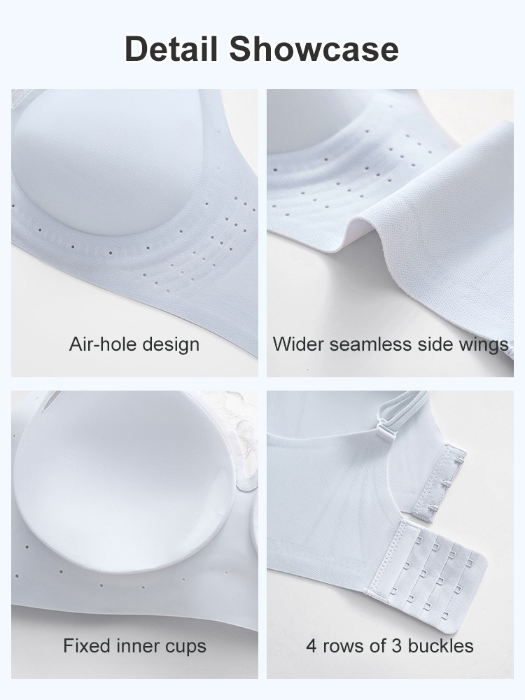 Detail showcase of air holes seamless side wings cups and buckles VEIMIA