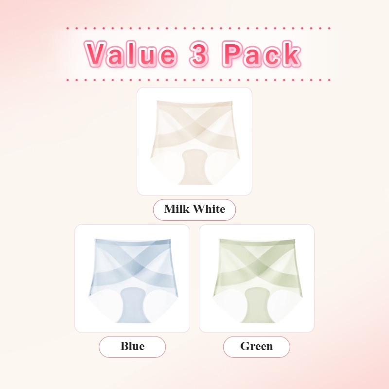 Women's Ice Silk High Waisted Seamless Underwear VEIMIA