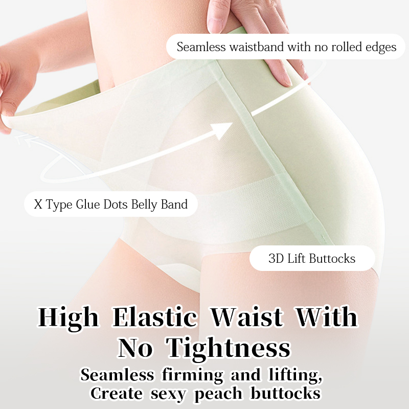 VEIMIA 3-6 Pieces Women's Ice Silk High Waisted Seamless Underwear Tummy Control Brief Panties