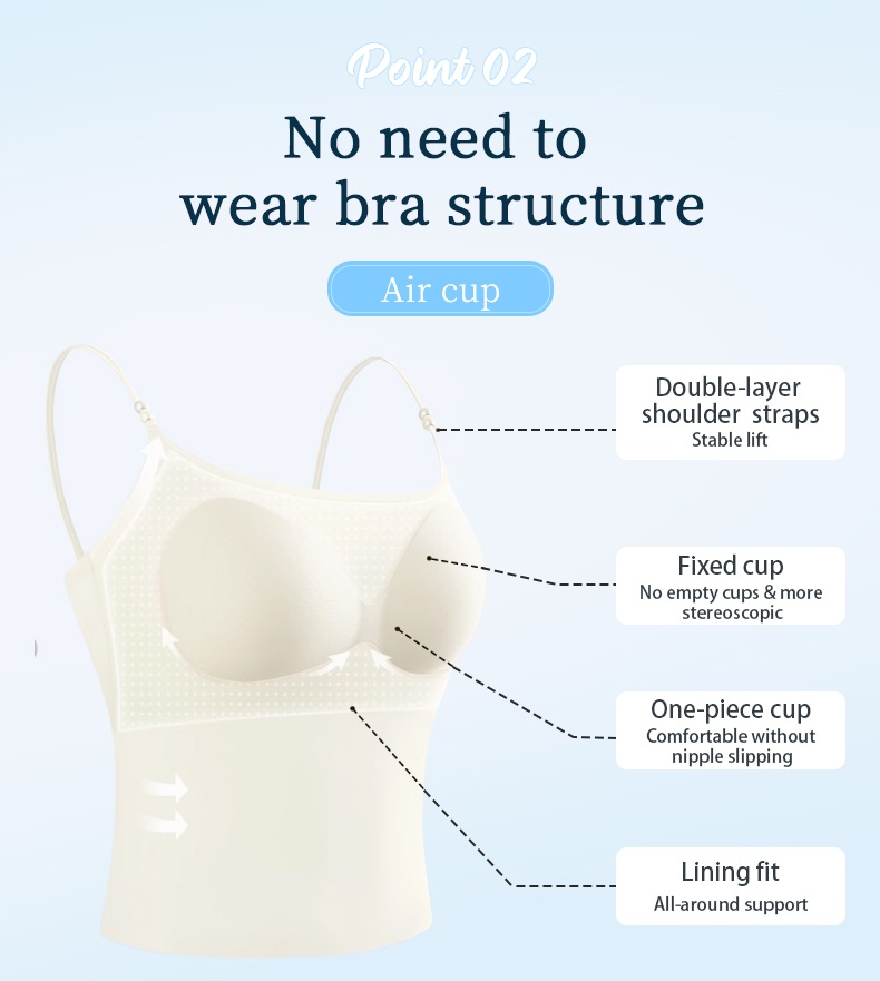 Camellia Fragrance Camisole - Built-In Bra & Cold Feeling Seamless Fabric VEIMIA