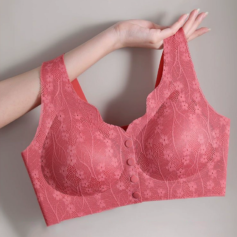 Lightweight Seamless Lace Front Closure Anti-sagging Bra For Women Elastic Straps VEIMIA