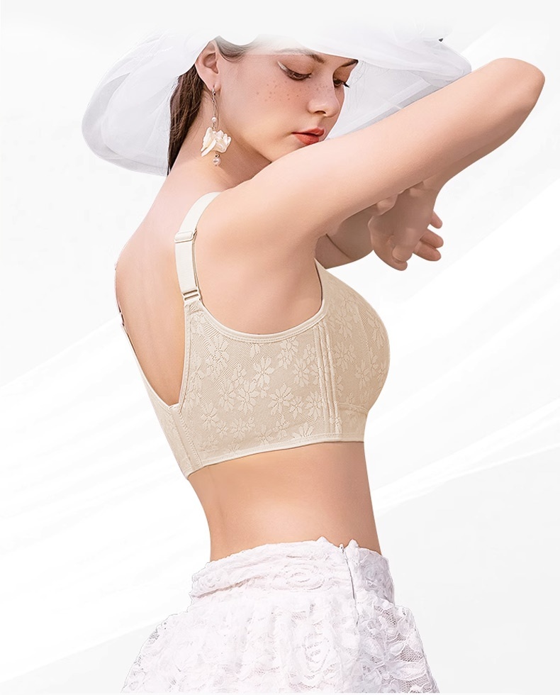 Seamless Lace Minimizer Bra Smooth - Ultra-Breathable & Lift Up Anti-Sagging High-Elastic Jacquard Bra with Zoned Shaping Design VEIMIA