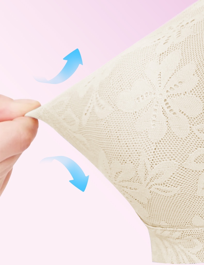 Seamless Lace Minimizer Bra Wireless-Cup - Ultra-Breathable & Lift Up Anti-Sagging High Elastic Jacquard Bra with Zoned Shaping Design VEIMIA