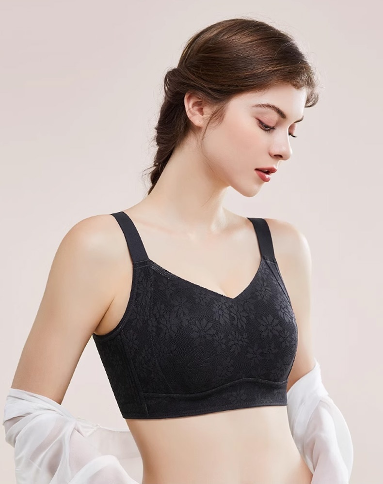 Seamless Lace Minimizer Bra Ultra-Supportive - Ultra-Breathable & Lift Up Anti-Sagging High-Elastic Jacquard Bra with Zoned Shaping Design VEIMIA