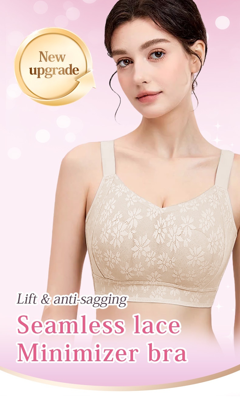 Seamless Lace Minimizer Bra - Ultra-Breathable & Supportive Lift Up Anti-Sagging High Elastic Jacquard Bra with Zoned Shaping Design VEIMIA