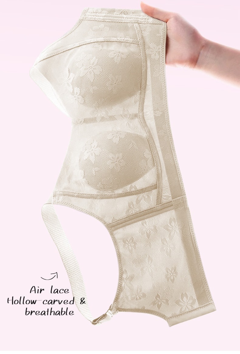 Seamless Lace Minimizer Bra Sleep - Ultra-Breathable & Lift Up Anti-Sagging High-Elastic Jacquard Bra with Zoned Shaping Design VEIMIA