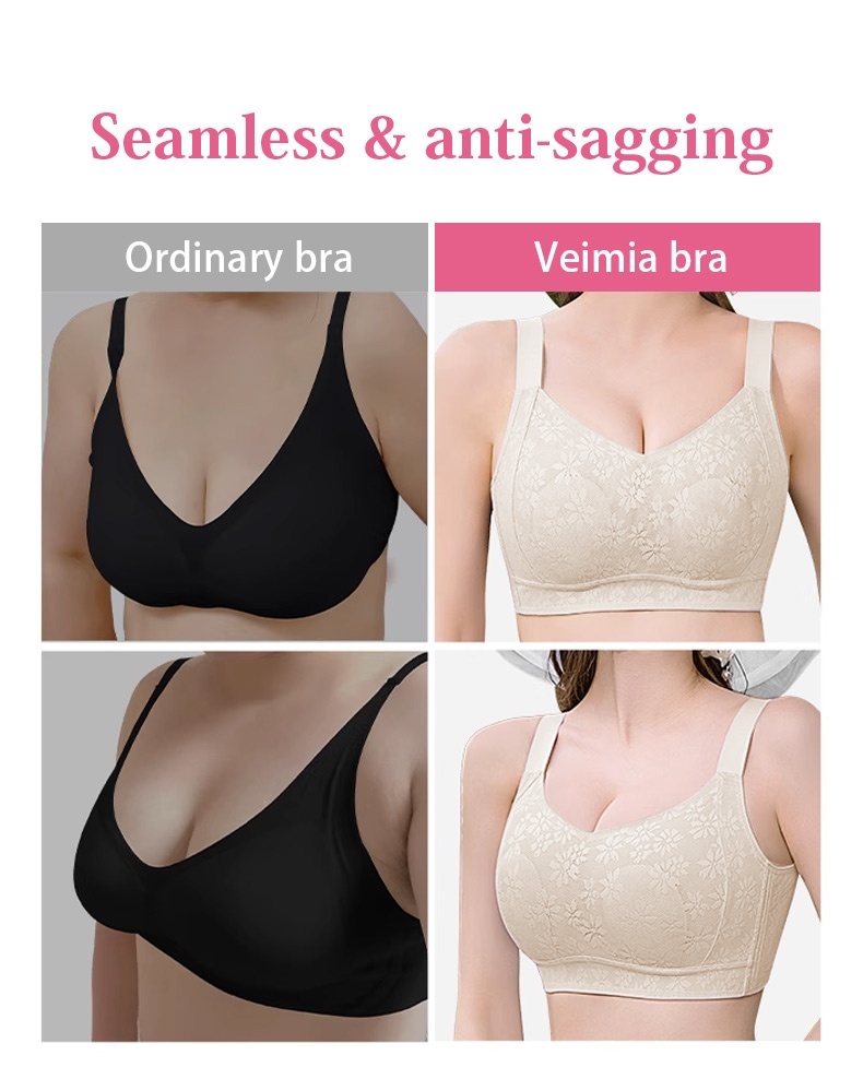 Seamless Lace Minimizer Bra Special Occasion - Ultra-Breathable & Lift Up Anti-Sagging High Elastic Jacquard Bra with Zoned Shaping Design VEIMIA