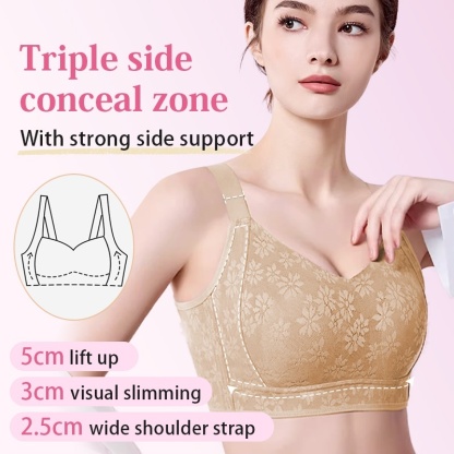 Seamless Lace Minimizer Bra Ultra-Trendy - Ultra-Breathable & Lift Up Anti-Sagging High Elastic Jacquard Bra with Zoned Shaping Design VEIMIA