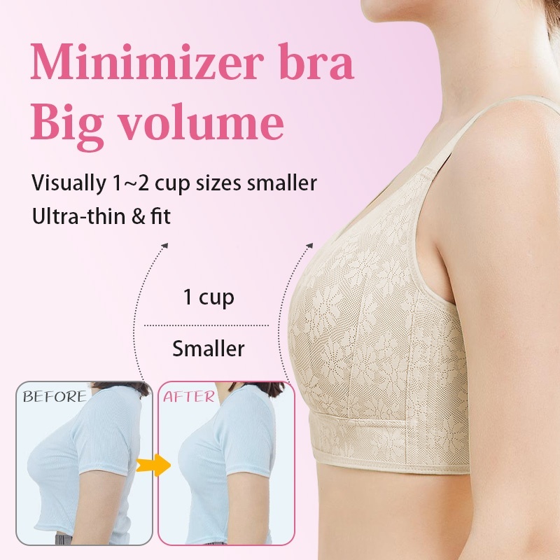 Seamless Lace Minimizer Bra Ultra-Sleek - Ultra-Breathable & Lift Up Anti-Sagging High-Elastic Jacquard Bra with Zoned Shaping Design VEIMIA