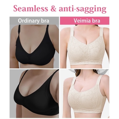 Seamless Lace Minimizer Bra Ultra-Fashionable - Ultra-Breathable & Lift Up Anti-Sagging High-Elastic Jacquard Bra with Zoned Shaping Design VEIMIA