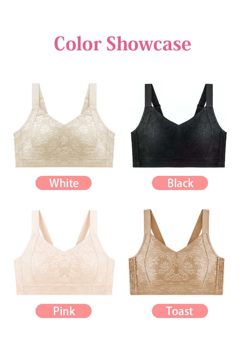 Seamless Lace Minimizer Bra Skin-Friendly - Ultra-Breathable & Lift Up Anti-Sagging High-Elastic Jacquard Bra with Zoned Shaping Design VEIMIA