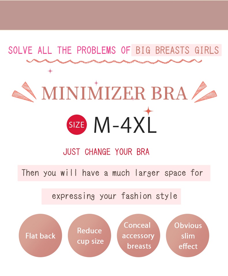 The Most Seamless Minimizer Bra - Comfortable Sturdy & Breathable Caffeine Fabric With Anti-wobbling Design VEIMIA