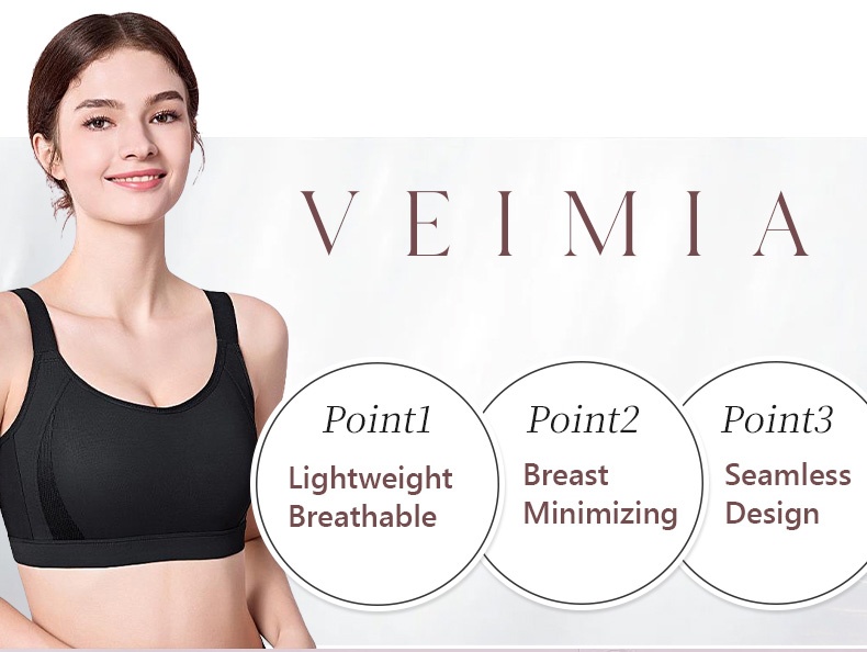 Full Coverage Seamless Minimizer Bras Plus Size Stable Support Breathable Sweat-wicking For Sports VEIMIA
