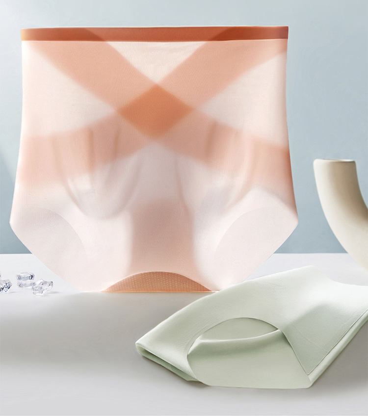 Womens Ice Silk High Waisted Seamless Underwear Sexy Brief Panties Veimia