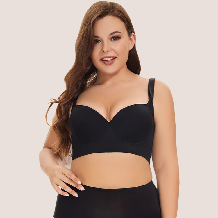 VEIMIA Womens Sexy Padded Plunge Push Up Bra Seamless Soft Underwire Supportive Bralette