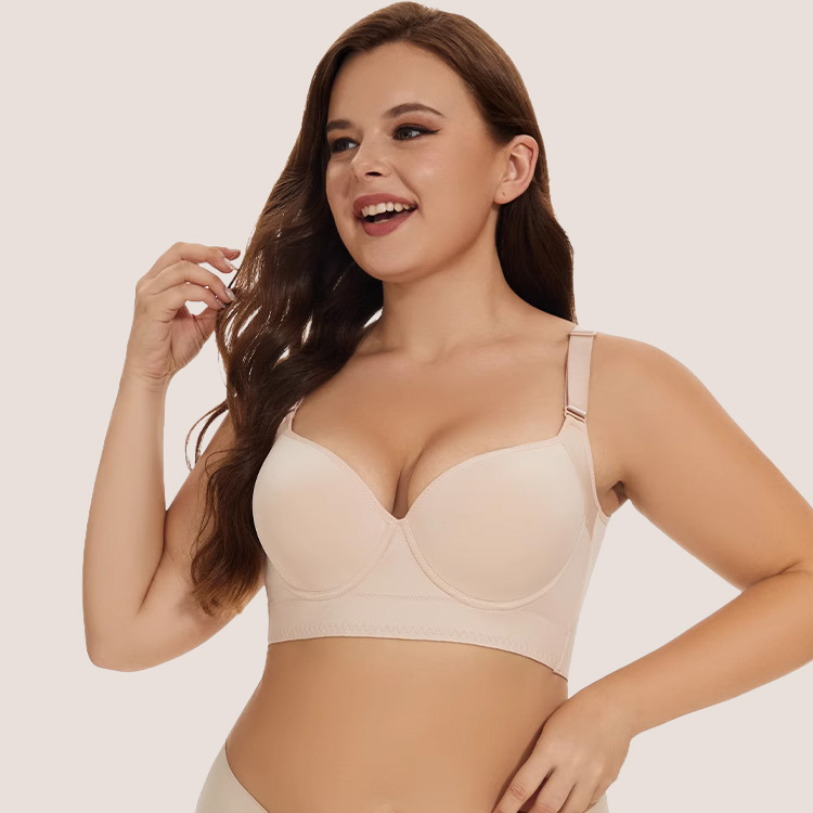 VEIMIA Womens Sexy Padded Plunge Push Up Bra Seamless Soft Underwire Supportive Bralette