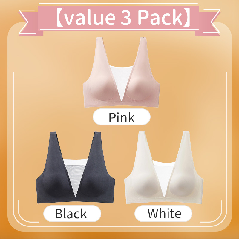 VEIMIA Seamless Sexy Sleep Bra One Piece Deep V Breathable Mesh Naked Feeling Vest